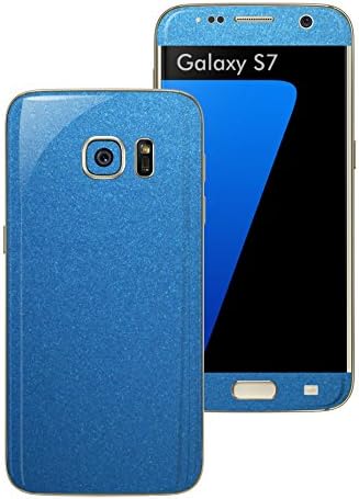 For SAMSUNG GALAXY S7 GLOSSY COLORFUL Wrap Sticker Decal Cover Protector Skin (AZURE BLUE METALLIC)
