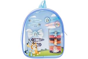 HUNTER PRICE INTERNATIONAL LIMITED Bluey Backpack - Hair Accessory Gift Set with Clips, Bobbles & Bands - Portable, Travel, Styling Hair Accessories Kit for Kids Ages 3+ - Fun Bluey Gifts for Girls, Birthday, Christmas
