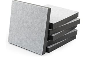 AP ACOUSPANEL BUILDING ACOUSTICS ACOUSPANEL Panneaux Acoustiques Décoratifs 6 Panneaux de Mousse Acoustique avec Finition Textile 30x30x4cm Non Comprimés PET Marbre Blanc