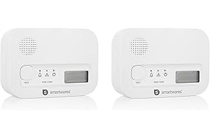 Smartwares FGA-13042 czujniki tlenku węgla, 2 sztuki, czujnik 10 lat, baterie 3 lata, wyświetlacz i przycisk testowy biały