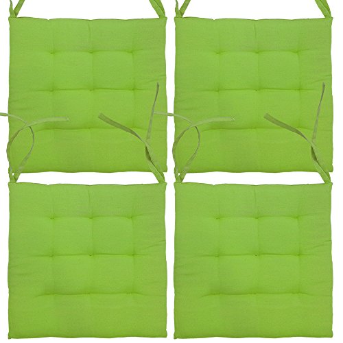 4x proheim Stuhlkissen Uni 40 x 40 cm 9er Steppung in Grün gepolstertes Sitzkissen bequeme & komfortable Sitzauflage in Sparsets – Farbwahl - 5