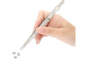 SEMME Brucelles de bijoux, brucelles réglables d'acier inoxydable d'outil de fabrication de bijoux avec la serrure anti-glissement(Straigh)