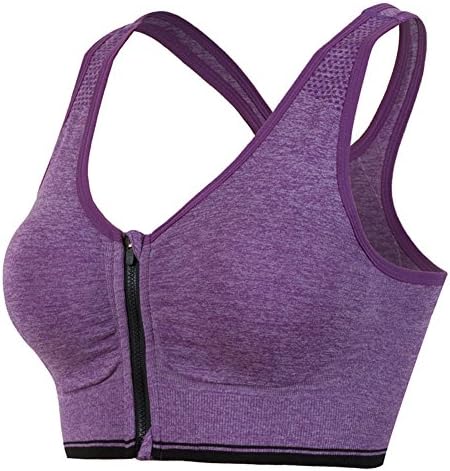 Sbra Sport Bra Yoga Bra Control Fitness Running Gym Vest Tank Top (Large(UK8-10 Bust 25.2"-27.6"), Purple)