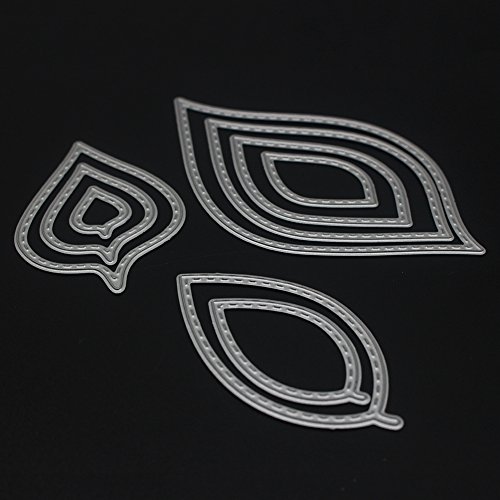 Demiawaking Blatt Form Stanzschablonen Metall Schneiden Schablonen für DIY Scrapbooking Album, Schneiden Schablonen Papier Karten Sammelalbum Dekor (10) - 6