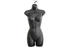 D.I.L Adult Female Full Size Hanging Body Form Display Mannequin Body Form Mannequin Display Form (Black)