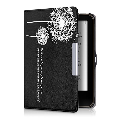 kwmobile Hülle für Tolino Vision 1 / 2 / 3 / 4 HD - Flipcover Case eReader Schutzhülle - Bookstyle Klapphülle To the world Design Weiß Schwarz