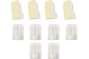 BANJILI 10PCS Ganci Autoadesiva per Tende di Rete Canne Ganci per Tende Plastica Ganci Autoadesivi Bianchi per Muro Parete Tende Adesivo per Bacchette per Tendine Autoadesivi Senza Trapano