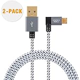 CableCreation [2-PACK] Right Angle Micro USB 2.0 Braided Cable, 90 Degree Vertical Right USB 2.0 A Male to Micro USB Male with Aluminium Case, 6.5 ft/2 Meters, Space Gray