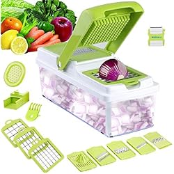 Mandoline 11 en 1 Multifonction Professionnelle Couper les Legumes Fruit Citron Vert 7 Lames Différentes Couteau en Acier Inoxydable Utilisation Rapide et Facile à Nettoyer WEINAS éplucheur par Bonus
