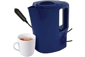 BARGAINS-GALORE 12v Blue Electric Kettle - Portable Van Car Lorry Cig Lighter 1ltr Plug in Motor Home | Plug Into Cigarette Lighter Charger | Portable Travel Kettle | Fast Boil Heater | Car Lorry Truck