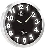 Funk-Wanduhr mit weißer LED-Ziffern-Beleuchtung • Gehäuse aus gebürstetem Aluminium