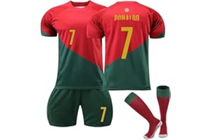 FTRGHNY Maillot de Foot Enfant et Adultes 2024 Al Nassr FC Maillot Foot Nouveaux Maillots #7 Home/Away Soccer Jersey, Ensemble Football Homme Garçon Vêtement Sport Tshirt Shorts Chaussette Genouillère Set