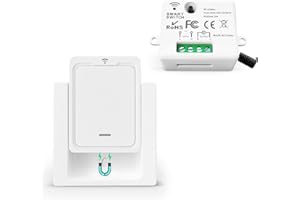 Tedeligo Kit Interrupteur Sans Fil Va Et Vient Mini Émetteur Radio Sans Fil 433 MHz Interupteur Sans Fil 150M Plage De Contrôle 2200W Commutateur Sans Fil Mobile (1 Interrupteur 1 Récepteur)