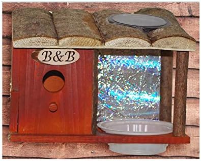 GardenStyle 240000752 Solar Powered Bird House Bed and Breakfast Lodge with Log Roof