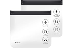 Aucuu 1L Flugzeug Beutel Flüssigkeiten, 20x20cm Kulturbeutel Transparen Reise Kosmetiktasche, Flughafensicherheit Zugelassene Flüssigkeitsbeutel, Auslaufsichere wasserdichte Reisekulturbeutel