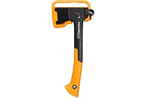 Fiskars X-Series X14 Universal-Axt, XS, Länge 35,5 cm, Kopfgewicht 529 g, Ideal zum Entasten, Feuerholzmachen und für Zimmermannsarbeiten, Doppelt gehärteter Stahl/FiberComp, Schwarz/Orange, 1069102