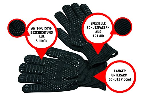 Feuermax BBQ Grillhandschuhe (2er Set) Ofenhandschuhe Kaminhandschuhe – extremer Hitzeschutz bis 500°C – mit Anti-Rutsch Beschichtung für eine sichere Verwendung - 2