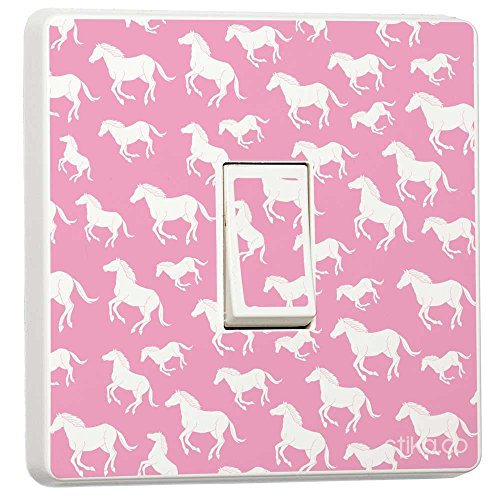 Pretty Light switch decoration stickers - Flower, Animal, Nature, Sport Designs - Generic Single - by stika.co (horses on pink)