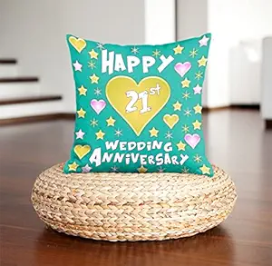 DreamVio Happy 21st Anniversary Pillow,Cushion for Gifting on Birthday's & Wedding to Couple,Husband, Wife, Friends Color : Green (12 x 12 inch)