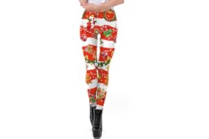 ShopINess Leggings Natalizi Leggings di Natale da Donna Leggings Sportivi per Yoga Palestra Sport Fitness Leggings con Stampa Natalizia