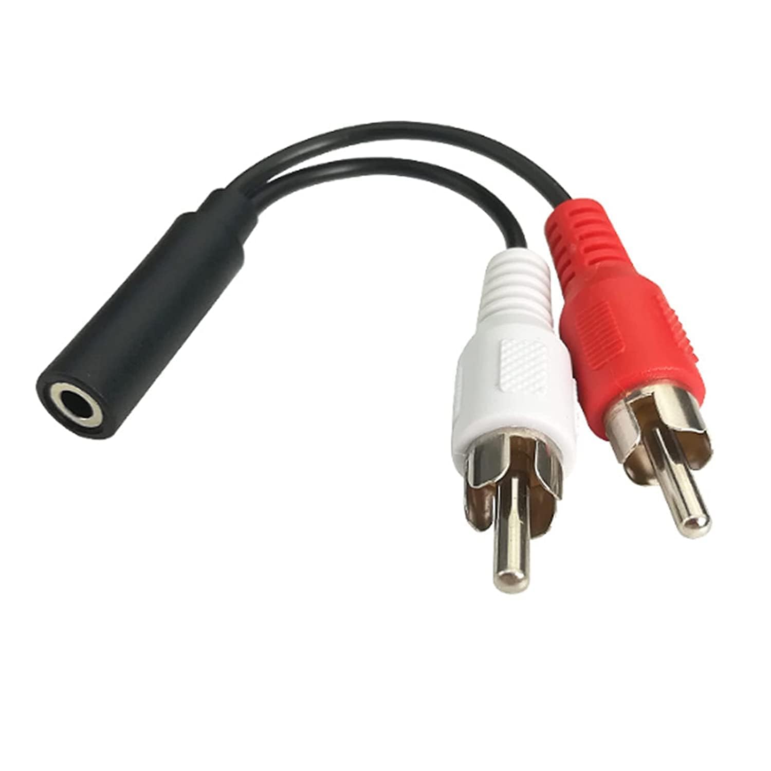 Improvhome 3.5Mm Female Stereo Jack To 2 Rca Male Plugs Cable For Personal Computer (1.5 Meter - 4.9 Feet, Black) Color#1 (Color-2)