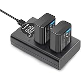 NP-FW50 Onshida Kameraakkus, 2 Pack 1200mAh Batterie Ladegerät Ladeset für Sony A6500 A6300 A6000 A5100 A7II A7RII A7SII A7S A7S2 A7R A7R2 A3000 A33 A35 A37 A55 RX10(Micro USB und USB C Port)