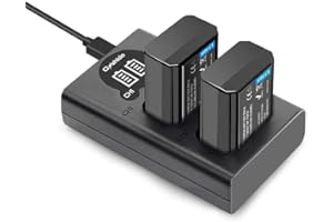 Onshida NP-FW50 Akku 2 Pack 1200mAh Batterie Ladegerät für Sony ZV-E10 Alpha A6000 A6500 A6300 A5100 A7II A7RII A7SII A7S A7S2 A7R A7R2 A3000 A33 A35 A37 A55 RX10 NEX5 Kamera(Micro USB und USB C Port)