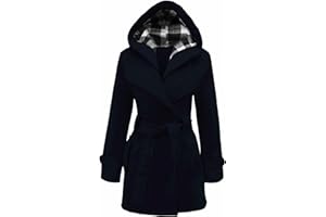 ZAFS Winter Coats Women's Coats Belted Waist Long Sleeve Buttoned Womens Winter Jackets For Women Uk Hooded Long Coat Ladies Coats Ladies Body Warmer For Women