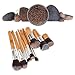 Savisto Eleven Piece Premium Wooden Kabuki Make Up Brush Set - 11 Pcs Professional Synthetic MakeUp Brushes