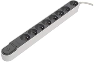 CHACON Bloc Design parafoudre 8x16A avec Interrupteur - 1,5 m - Gris foncé