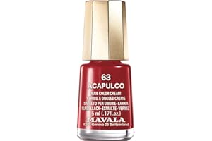 MAVALA - Mini Colors Acapulco 63 5 ml, Esmalte de Uñas Pequeño, Color Rojo Oscuro, Minimiza la Evaporación, Formulados con Ingredientes Seleccionados, Práctico para Llevar
