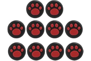 fasient1 10 Stück Silikon Daumengriff Stick Rocker Cap Ersatz Niedliche Cat Claw Design Daumengriffe Analoge Stick Cover Joystick Kappe für Schalter für Lite(Rote Pfote auf Schwarz)