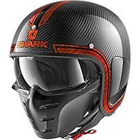 Tiburón s-drak carbono Vinta Open Face casco de moto, Carbon Orange, XS