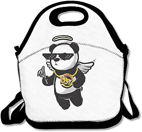 Funny Cartoon Cute Angel Panda Insulated Lunch Bag - Neoprene Lunch Bag - Large Reusable Lunch Tote Bags For Women, Teens, Girls, Kids, Baby, Adults Portable Carry