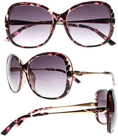 3 Colors Women Oversize Large Sunglasses Bifocal Lens Reader Reading Glasses +1.00 +2.00 +3.00 +4.00 New (Pink Tortoise, +3.50)
