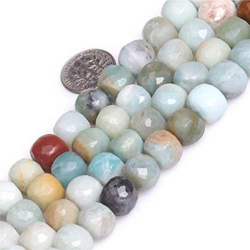 Natural Mixed Color Cube 10mm Facted Amazonite Gemstone Semi Precious Beads for Jewellery Making 15"