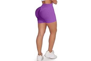 Memoryee Mujeres Leggings Pantalones Cortos de Yoga de Cintura Alta Plisados con Panal de Abeja para Gimnasio Levantamiento de glúteos Calientes Ejercicio Control Mallas