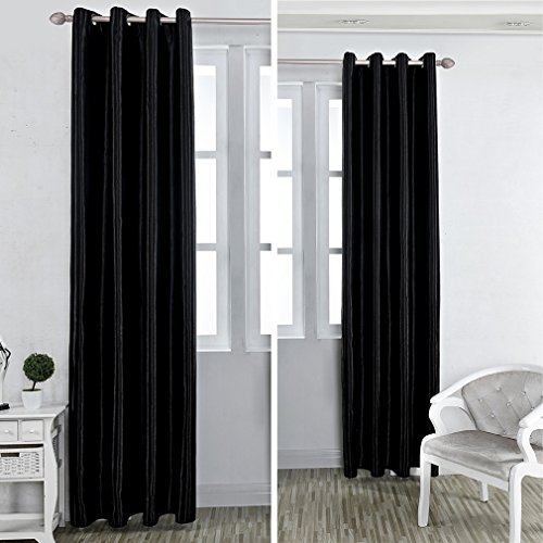 Preisvergleich Produktbild KINLO® 1 Stück 145*245cm (BreitexLänge) Vorhang blackout gardinen blickdicht Schwarz Verdunklungsvorhang mit Ösen 100% Polyester Schlaufenvorhang für Schlafzimmer Wärmeschutz & Geräuschreduzierung 2 Jahren Garantie