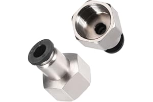 PATIKIL 6mm Tubo OD x 3/8" PT Femmina Dritto Raccordi, 2pz Pressione Collega Tubo Adattatore per Pneumatico Idraulico, Argento Tono
