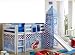 Produktbild LIEFERUNG in die WOHNUNG -2.2.3207: schönes Jungen Kinderbett - Kinder-Hochbett mit Rutsche und Turmgestell- mit Vorhangset - Liegefläche 90x200cm - inkl. Rollrost - Buche weiß