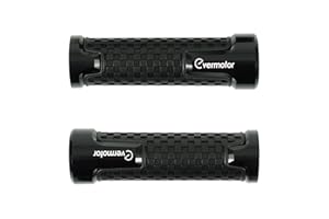 EVERMOTOR Universal 22 mm (7/8inch) 24mm (1inch) Anti-Slip CNC Aluminum Motorcycle Handlebar Rubber Handles Grips