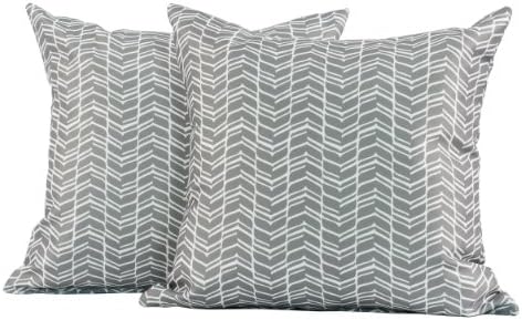 LJ Home Fashions Geometric Square Cushions (Set of 2), 45x45cm, Charcoal Grey/White