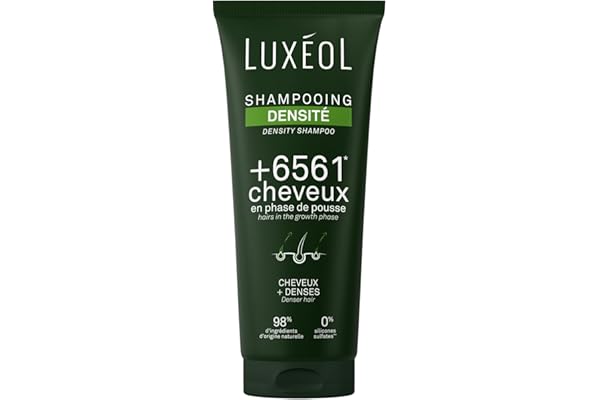 LUXEOL - Shampooing Densité - +6561 Cheveux En Phase De Pousse* - Augmente La Densité Capillaire - 98% D'Ingrédients D'Origine Naturelle - Sans Silicones - Fabriqué en France - 200 ml