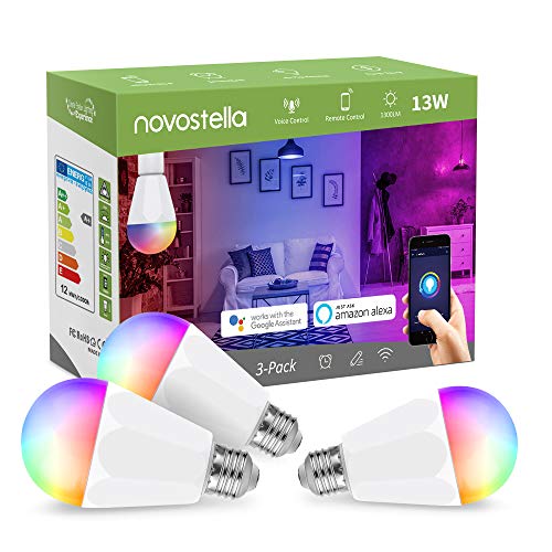 1300LM Lampadina Smart LED E27 Intelligente WiFi, 120W Lampadina=Novostella 13W LED Multicolore, RGB+Tunable White (2700-6500K), Luce Regolabile Compatibile per iOS Android con Alexa/Google