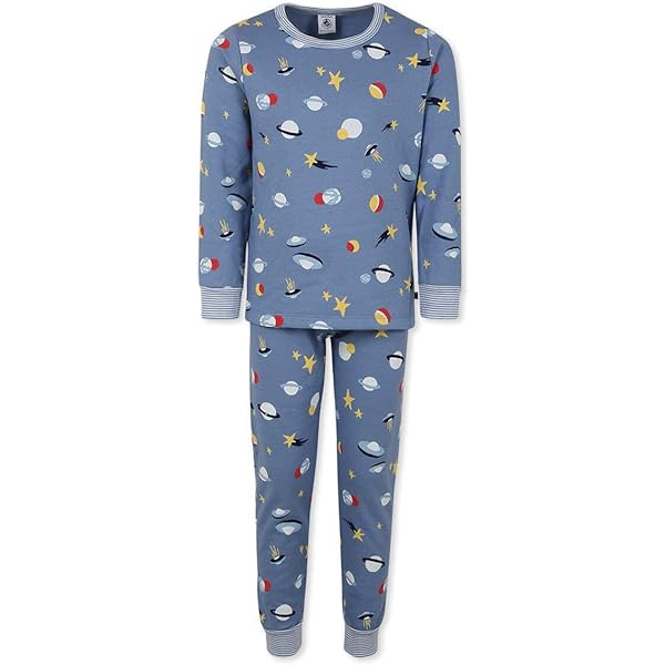 Petit Bateau Jungen Schlafanzug Christo - Rippstoff Mit Streifen