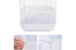Furpaw Bird Cage Net Cover, Stretchy Bird Seed Catcher Birdcage Skirt Nylon Mesh Guard, Ventilate Dustproof (White)