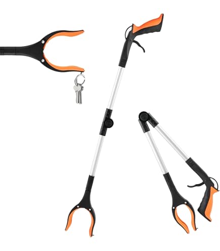 2 Pinze Telescopiche Pieghevoli Con Testa Rotante 360° - Raccoglitore Oggetti Con Punte Magnetiche - Per Anziani - Foto 2