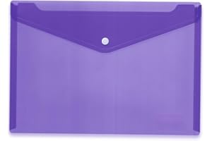 ‎HERMA HERMA 20078 Dokumententasche A4 Transparent Violett Lila, 5 Stück, kleine Sichttaschen Umschlag mit Druckknopf, Briefumschlag aus Plastik für Schule, Uni, Büro, Reise