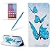 Produktbild Für Huawei Mate 10 Lite Hülle Leder, Girlyard 3D Gemalte Blau Schmetterling Muster Entwurf Schutzhülle Tasche PU + TPU Silikon Innere Cover Wallet Flip Case Bookstyle Standfunktion Kartenfächer Magnet Handyhülle für Huawei Mate 10 Lite