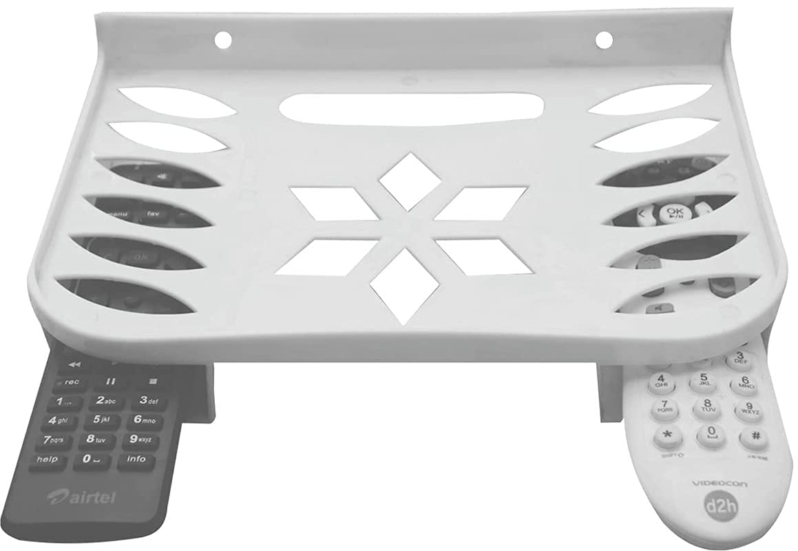 OAHU® Set top Box Stand | Dish Tv Stand |Wall Mount Plastic Unbrackable Set Top Box Stand Wall Mount Shelf, DVD DTH Wall Holder, Wi-Fi Router Speakers Wall Shelf Size 240 x 165 mm - White
